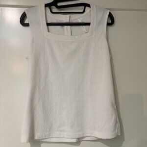 Anthropologie Small White Square Neck Tank